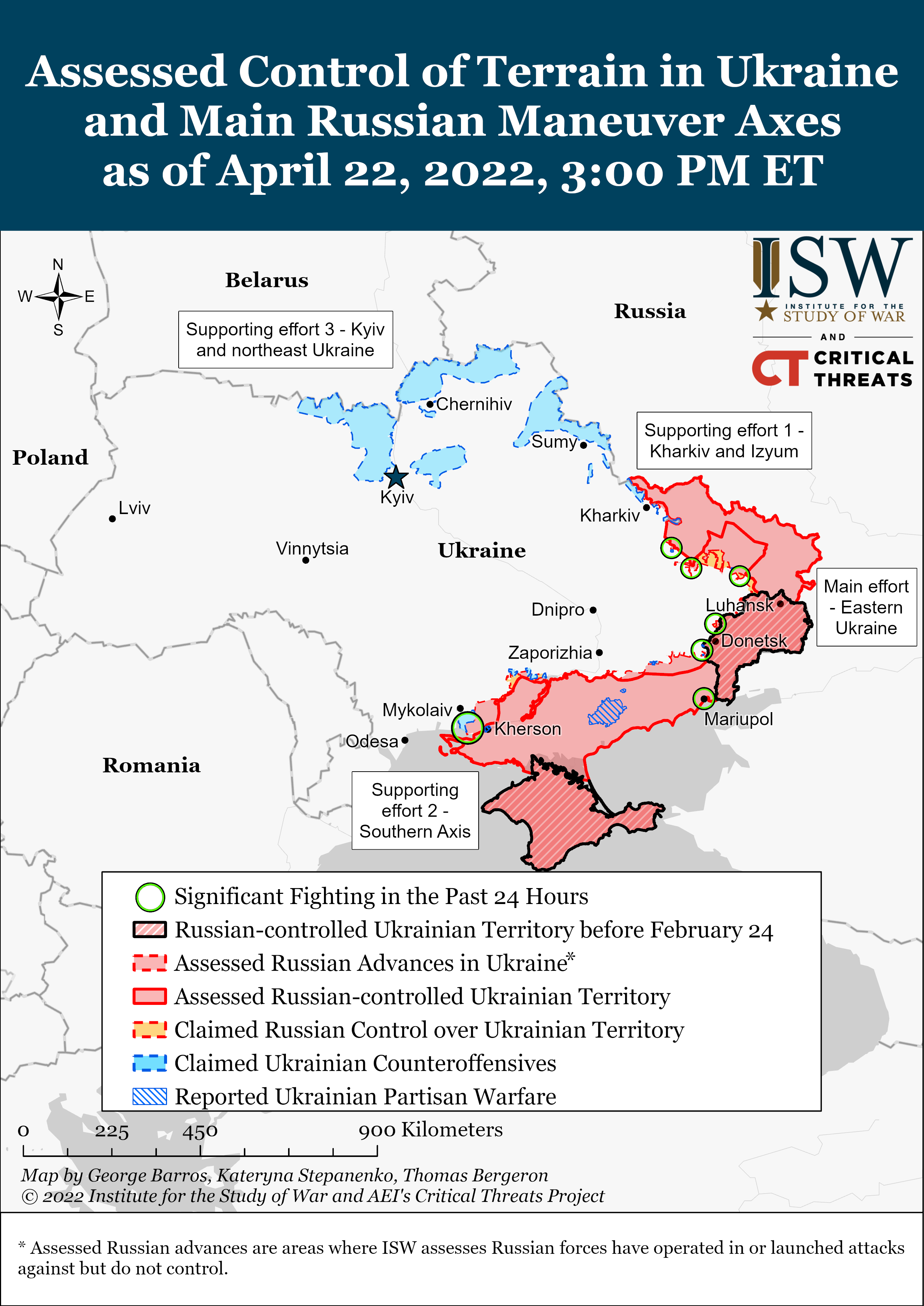 Wie ist der aktuelle Stand (22.04.22) der russischen Truppen in der Ukraine?