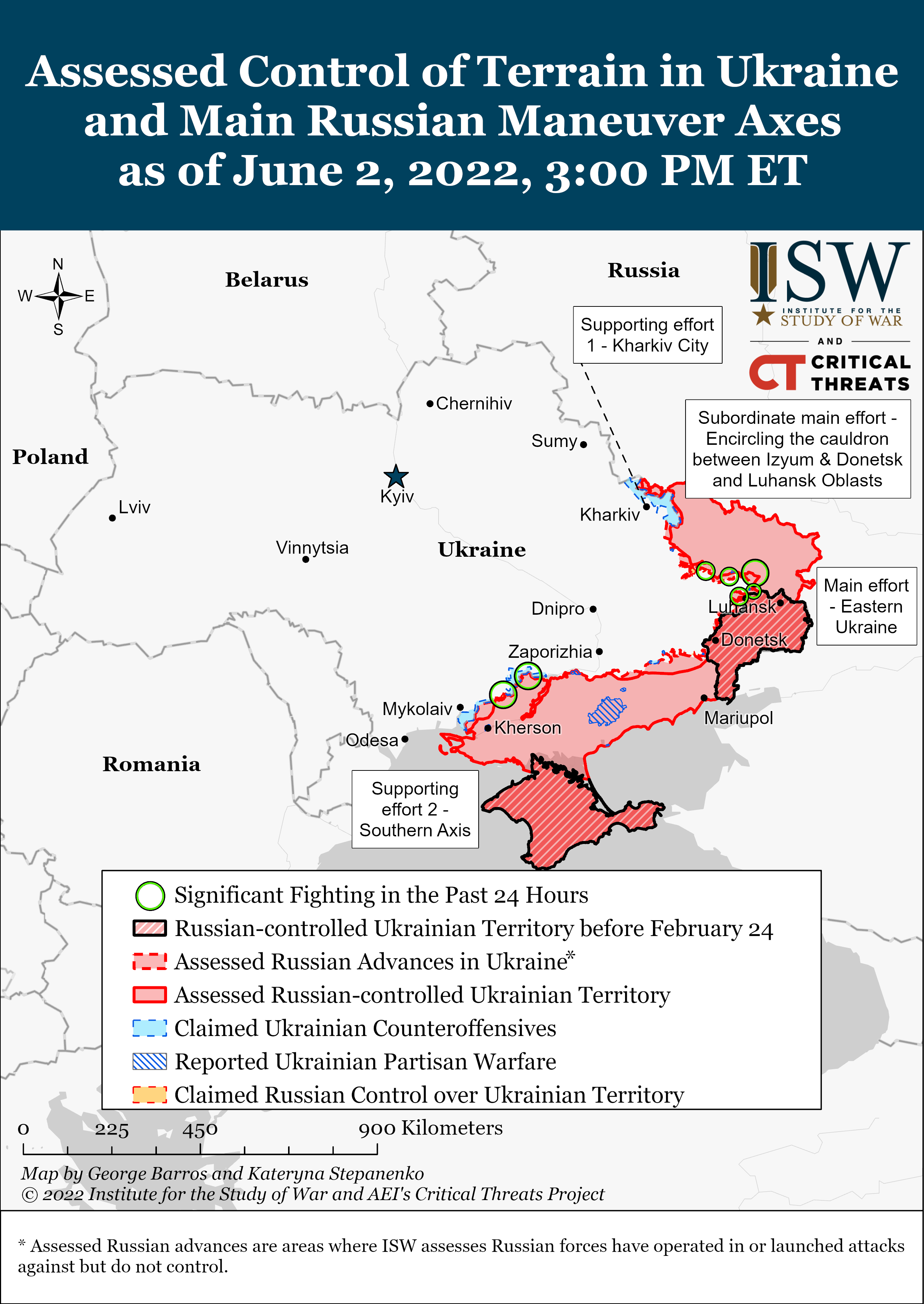 Wie ist der aktuelle Stand (02.06.22) der russischen Truppen in der Ukraine?