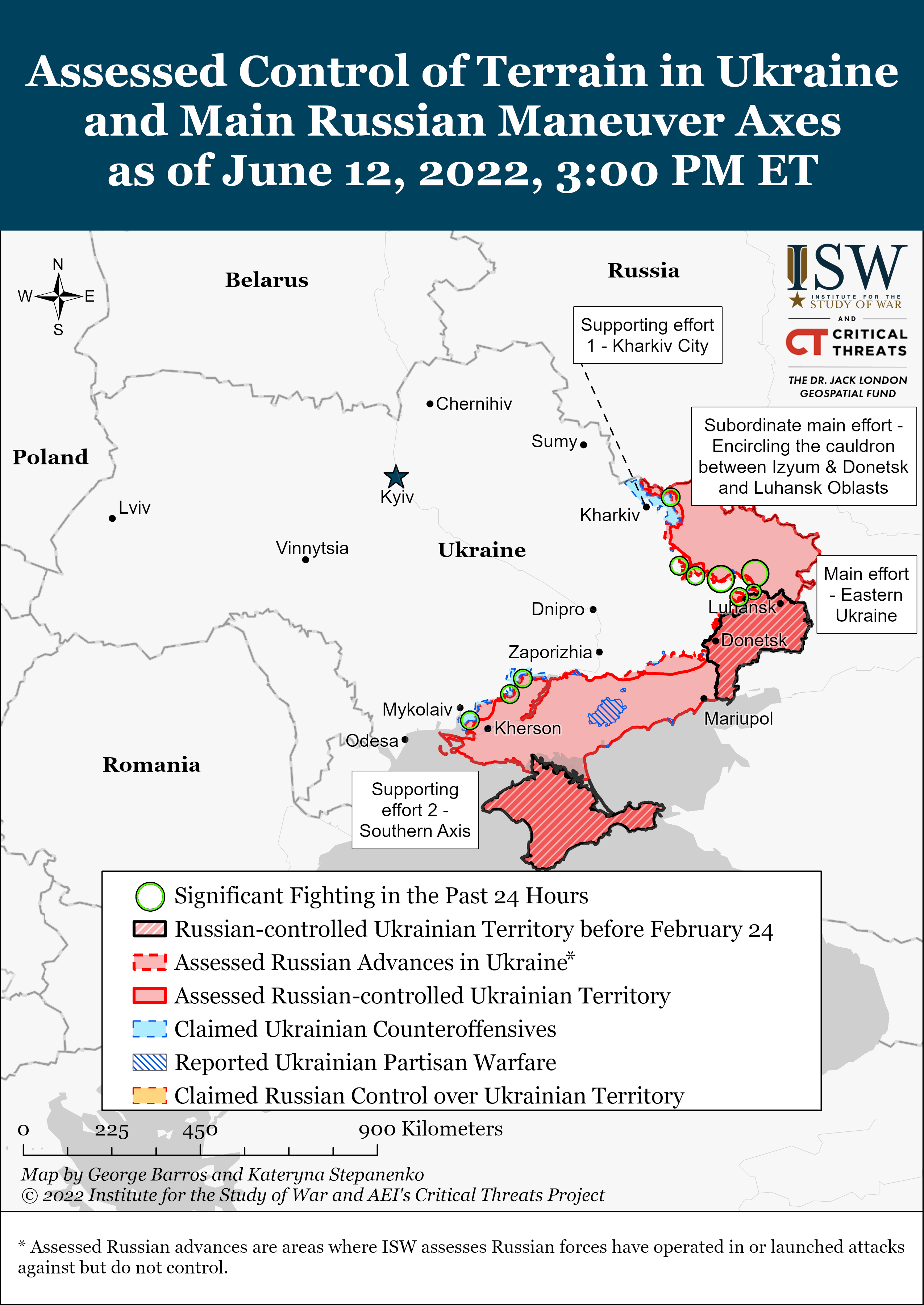 Wie ist der aktuelle Stand (12.06.22) der russischen Truppen in der Ukraine?