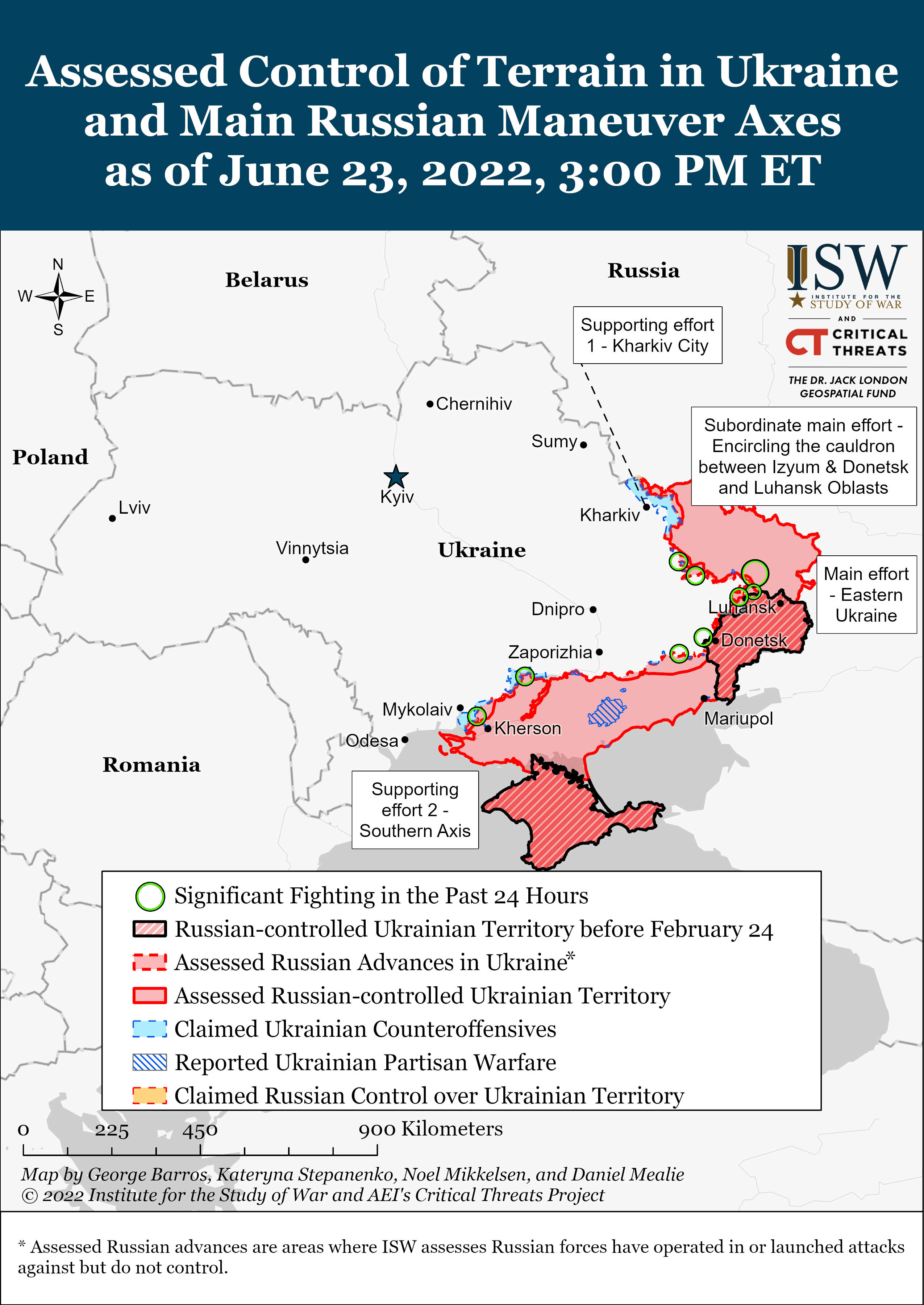 Wie ist der aktuelle Stand (23.06.22) der russischen Truppen in der Ukraine?