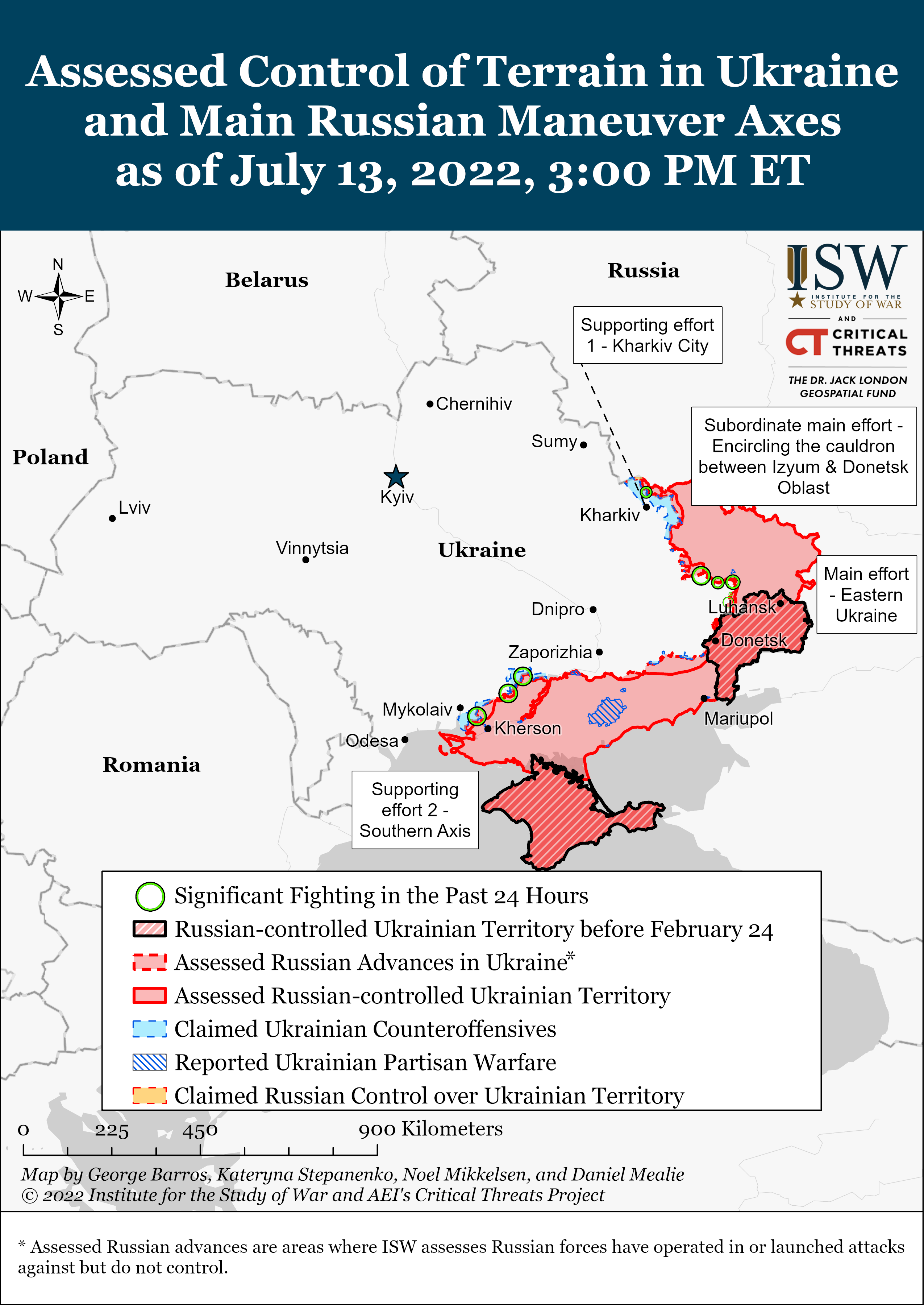 Wie ist der aktuelle Stand (13.07.22) der russischen Truppen in der Ukraine?