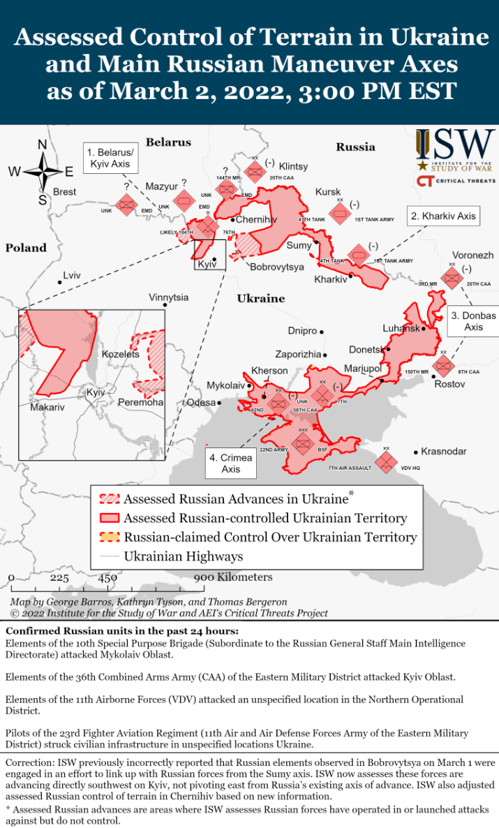 Wie ist der aktuelle Stand (02.03.22) der russischen Truppen in der Ukraine?