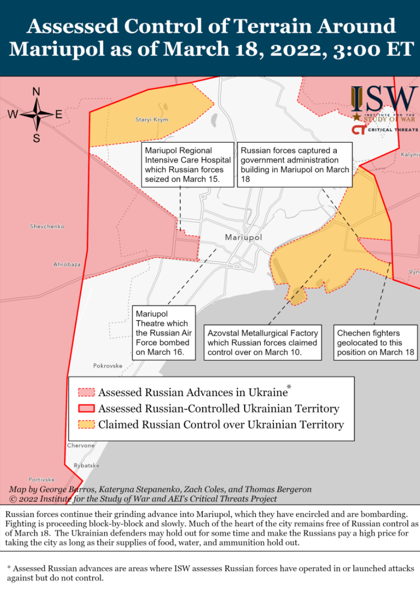 Wie ist der aktuelle Stand (18.03.22) der russischen Truppen in der Ukraine?