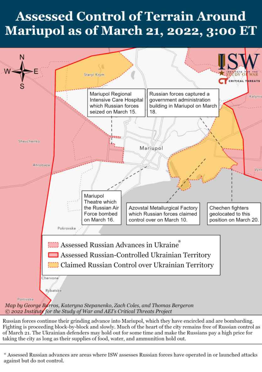 Wie ist der aktuelle Stand (21.03.22) der russischen Truppen in der Ukraine?