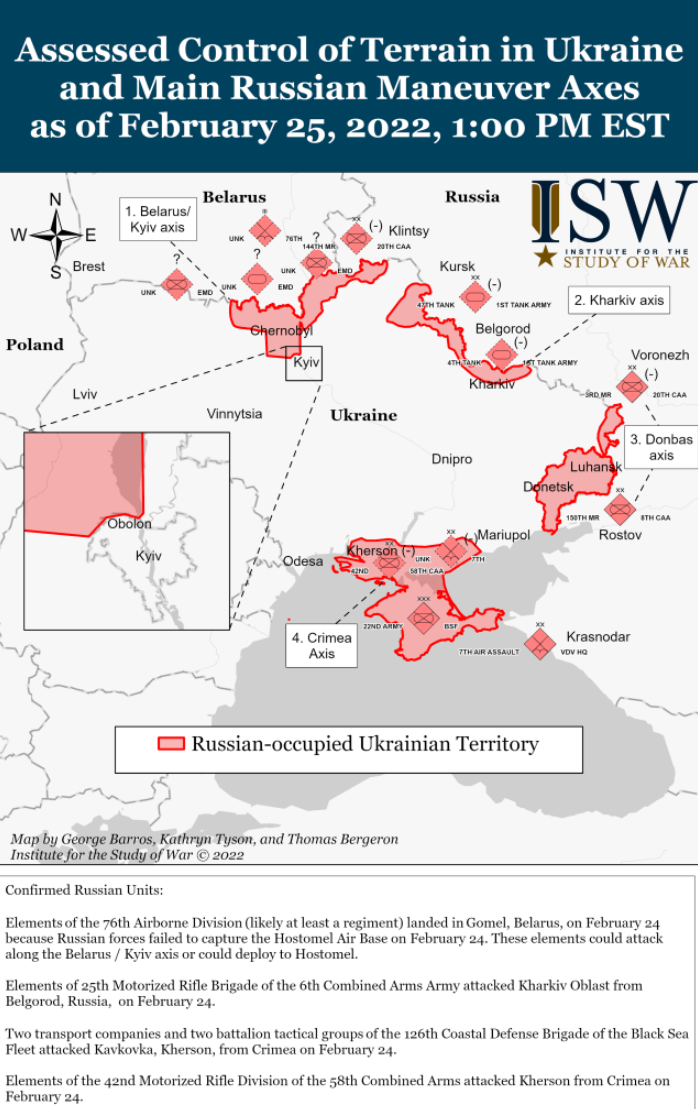 Wie ist der aktuelle Stand (25.02.22) der russischen Truppen in der Ukraine?