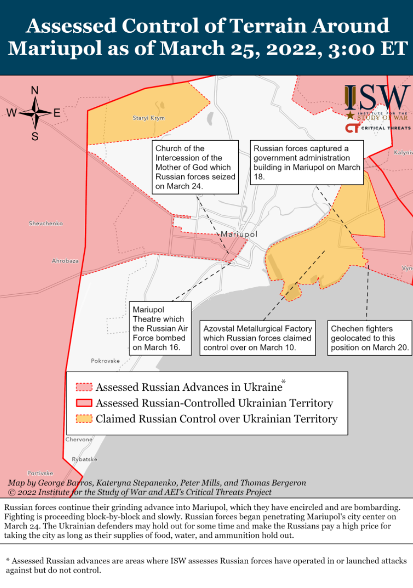 Wie ist der aktuelle Stand (25.03.22) der russischen Truppen in der Ukraine?